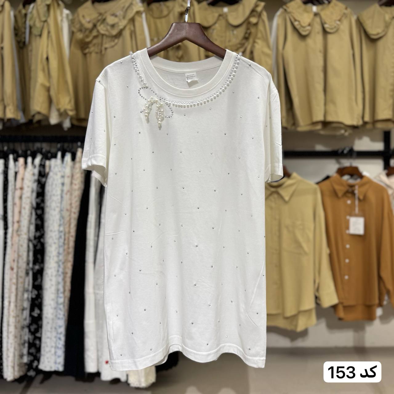 تیشرت کار شده مارک زنانه کد 153