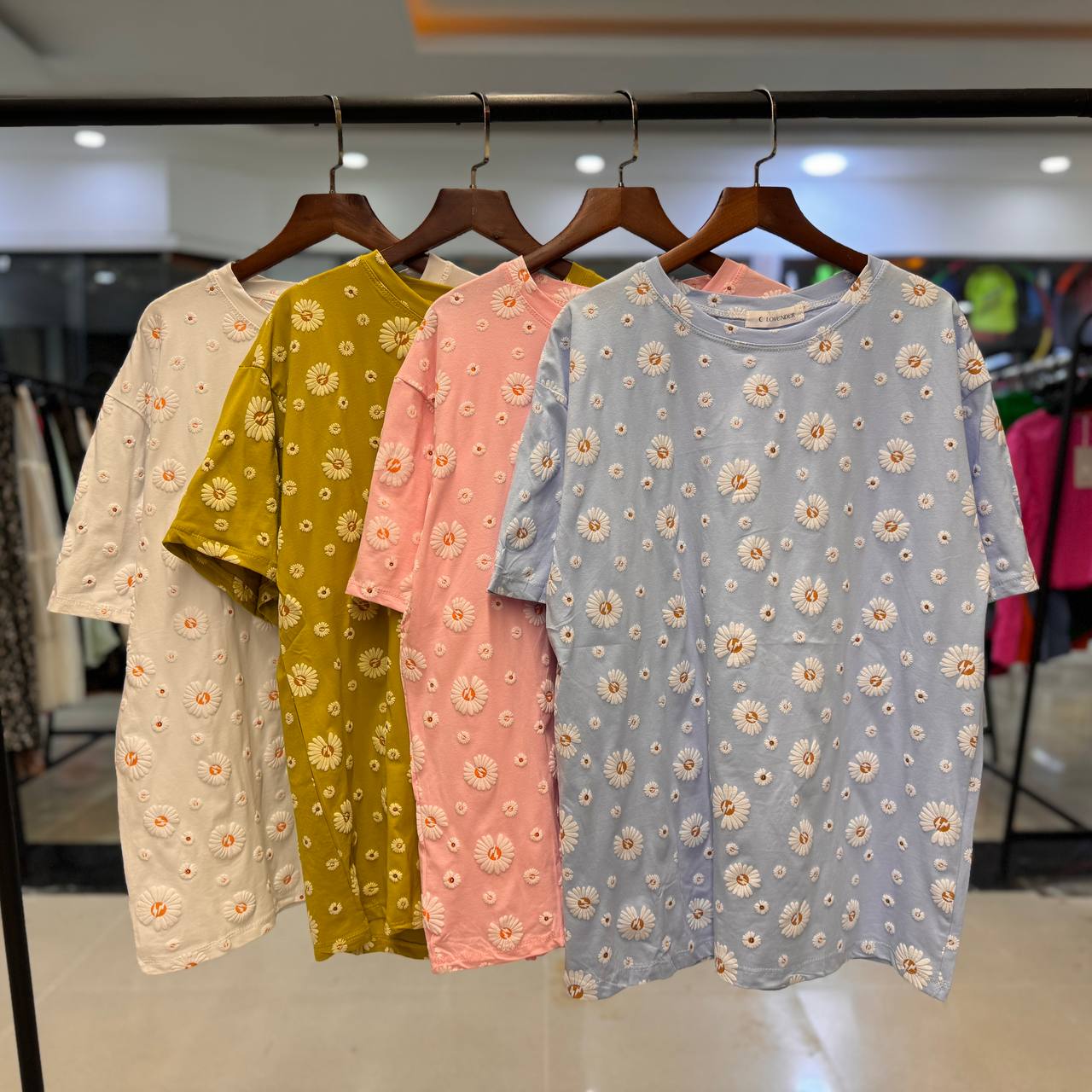 تیشرت نخ پنبه چاپی زنانه LOVENDER کد 610