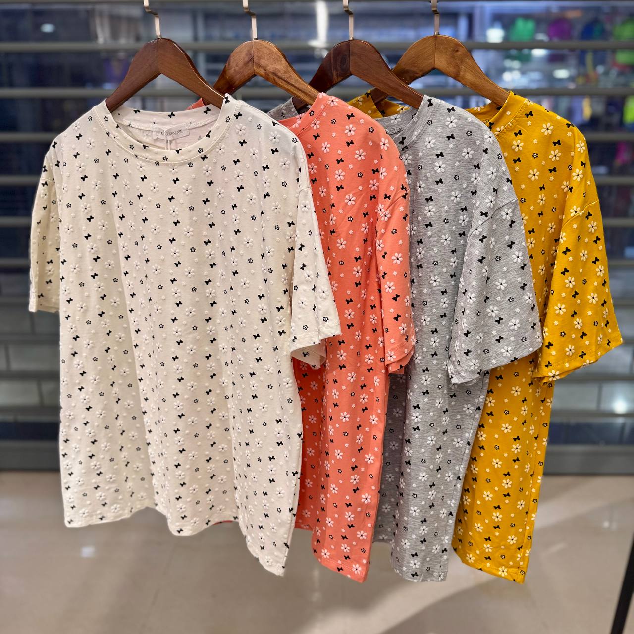 تیشرت نخ پنبه چاپی زنانه LOVENDER کد 879