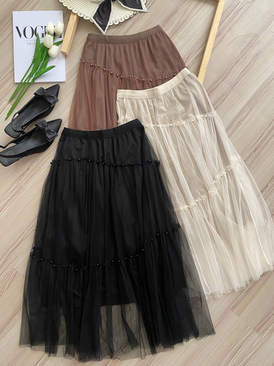 دامن تور مرواریدی 2 رو مجلسی زنانه وارداتی کد 329