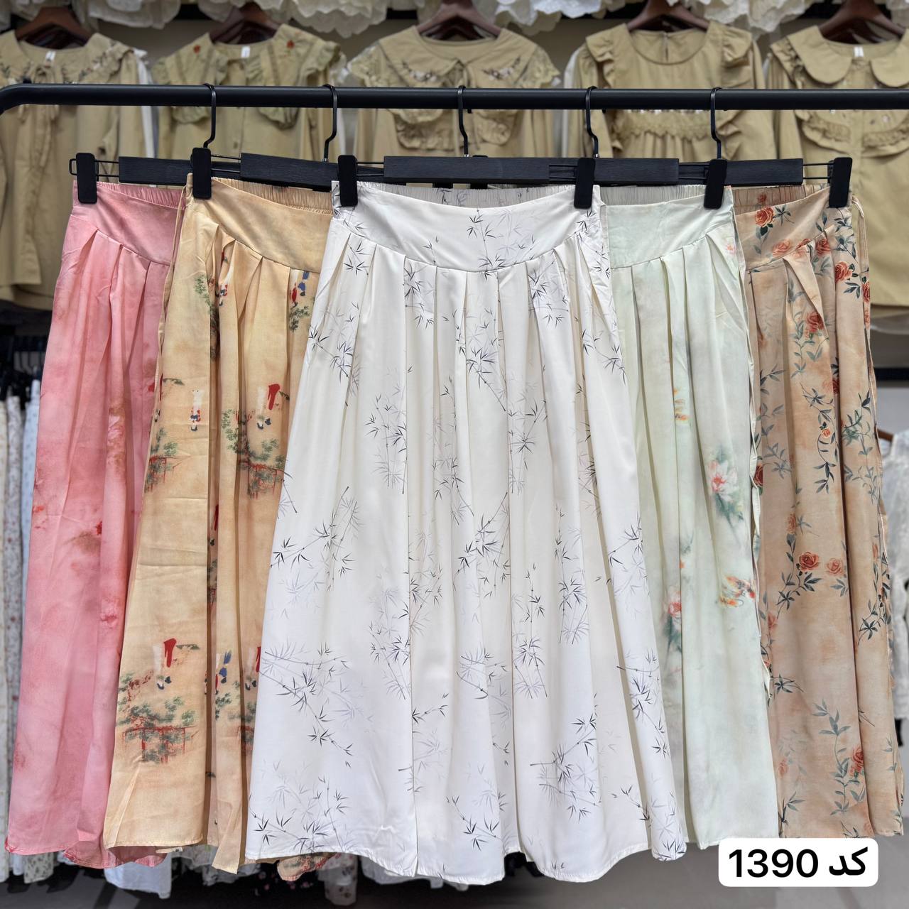 دامن کرپ گلدار زنانه کد 1390