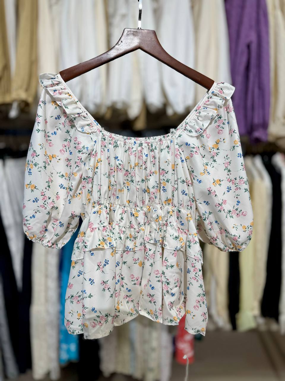 بلوز نخی گلدار زنانه کد 1169