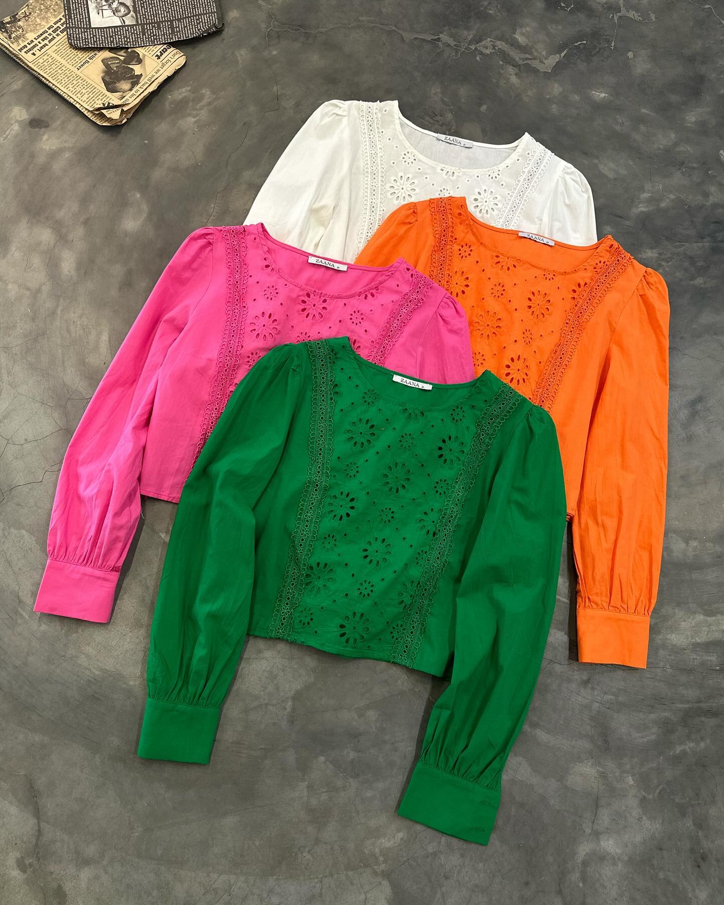 شومیز مجلسی خامه دوزی زنانه وارداتی ZAANA کد 419