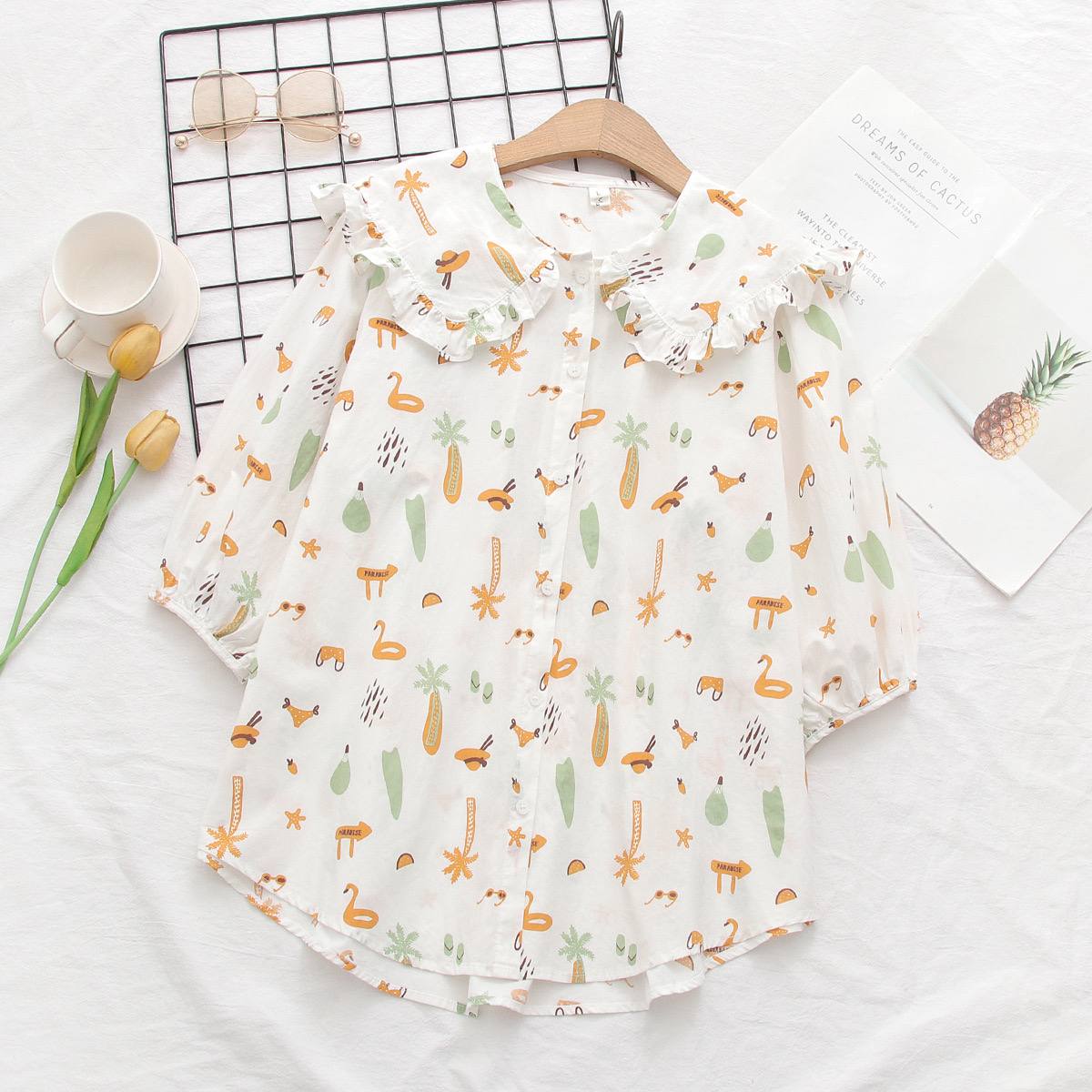 شومیز یقه ب ب عروسکی استین سه ربع کد 797