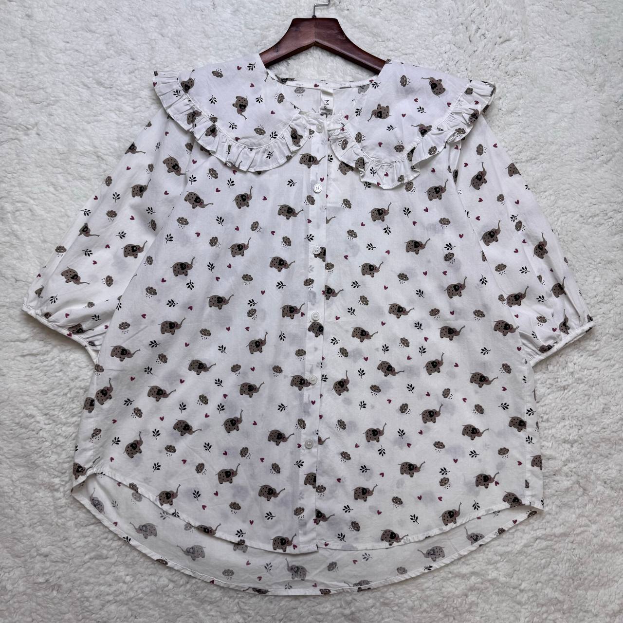 شومیز یقه ب ب عروسکی استین سه ربع کد 801