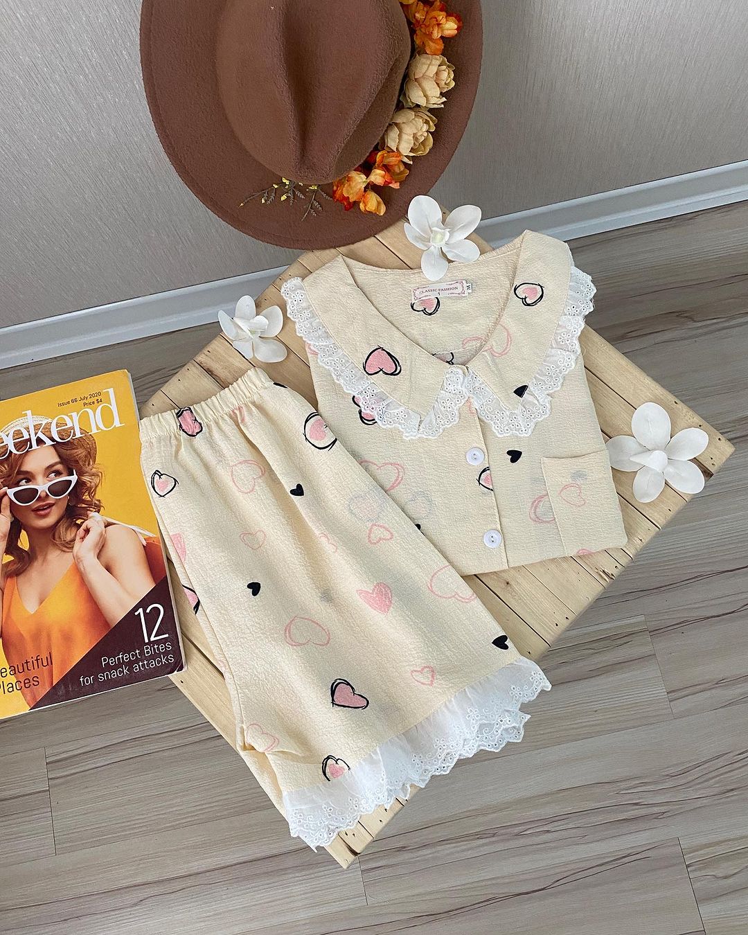 ست بلوز و شرتک قلبی زنانه کد 257