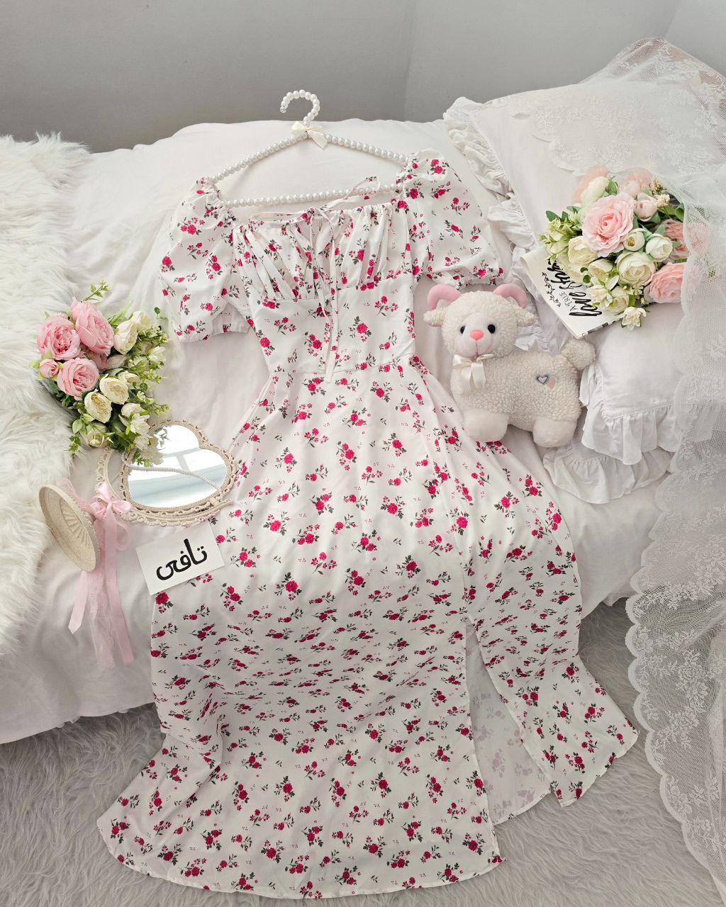 پیراهن بلند مجلسی گلدار زنانه کد 1404