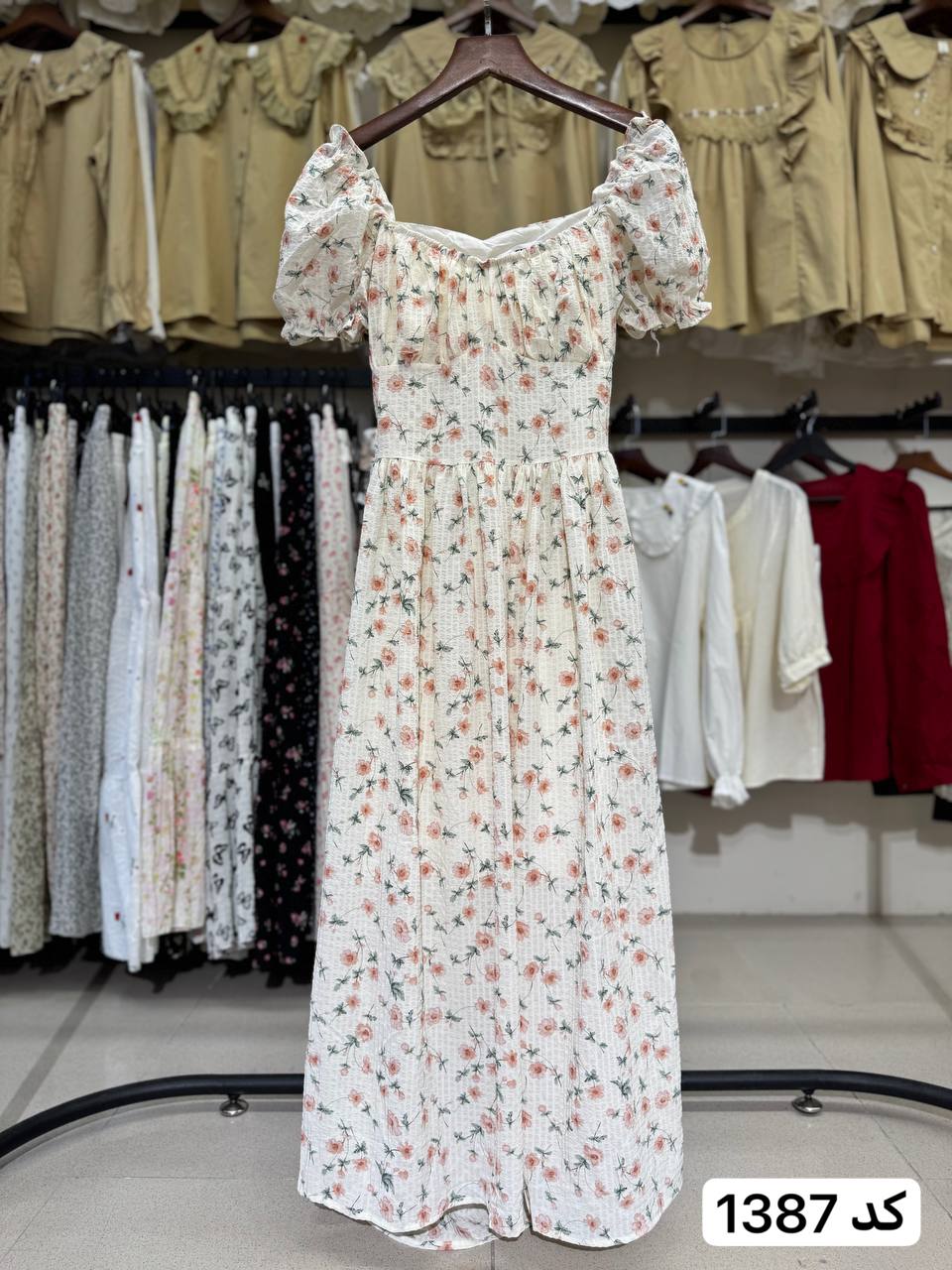 پیراهن بلند گلدار زنانه کد 1387